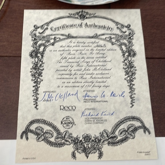 Bradford Exchange Collector Plate Rain Rain Go Away - Picture 2 of 6